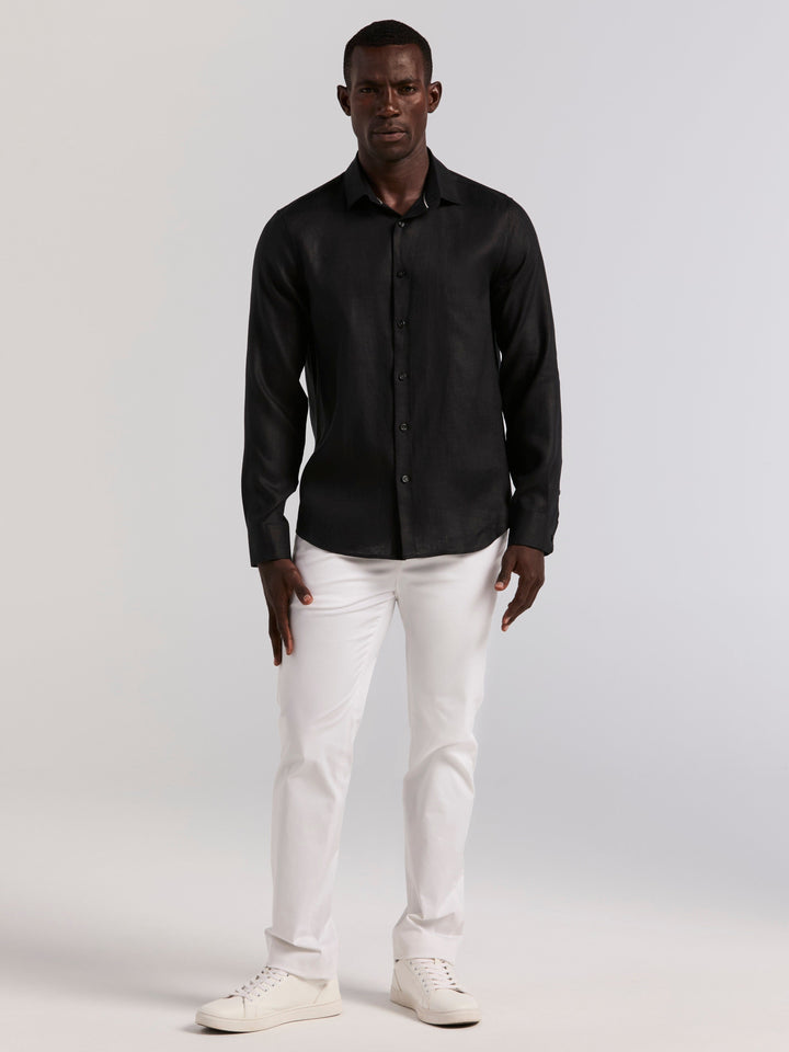 Solid Linen Shirt (Black) 