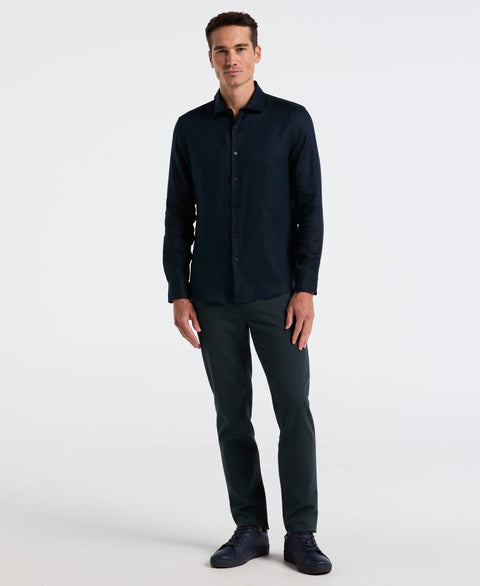 Solid Linen Shirt (Dark Sapphire) 