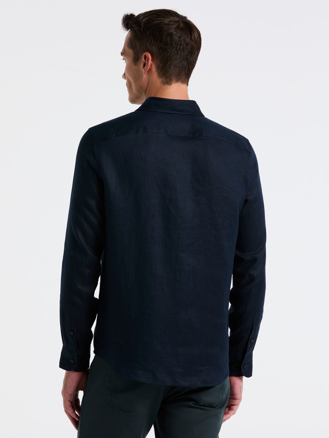 Solid Linen Shirt (Dark Sapphire) 