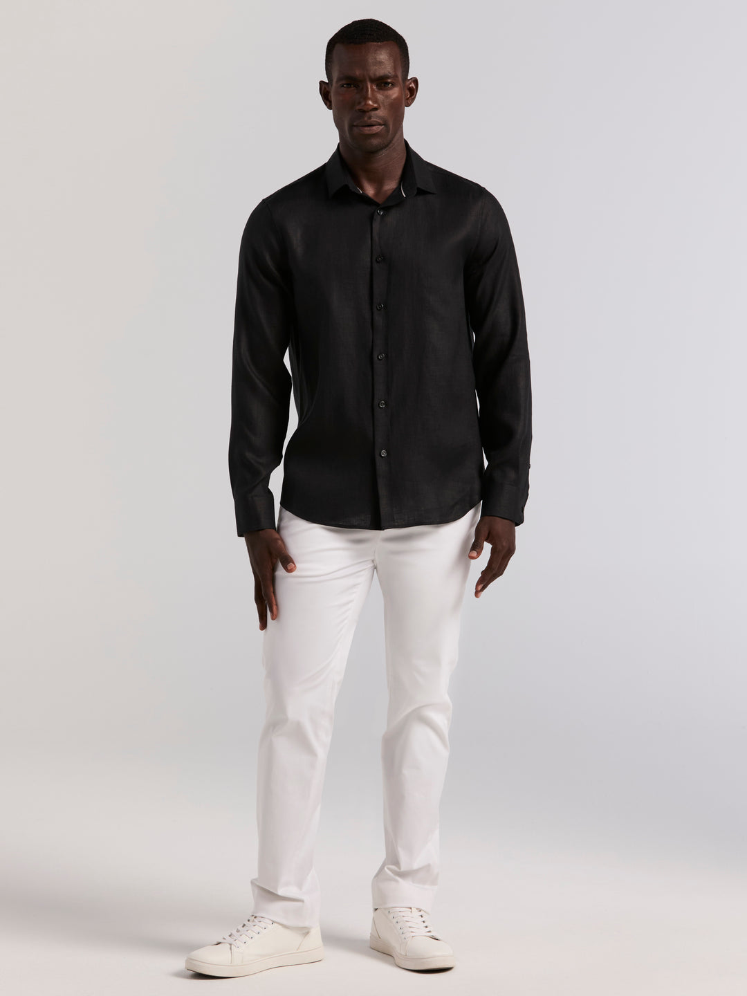 Solid Linen Shirt (Black) 