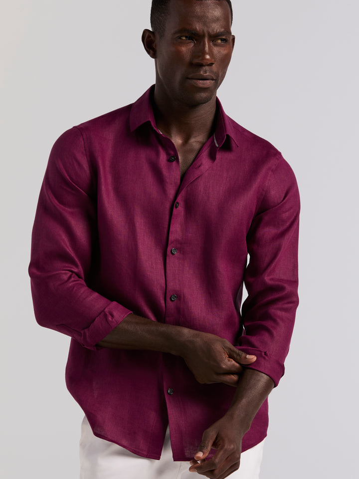 Solid Linen Shirt (Potent Purple) 