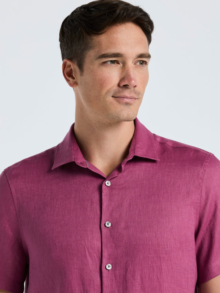 Solid Linen Shirt (Damson) 