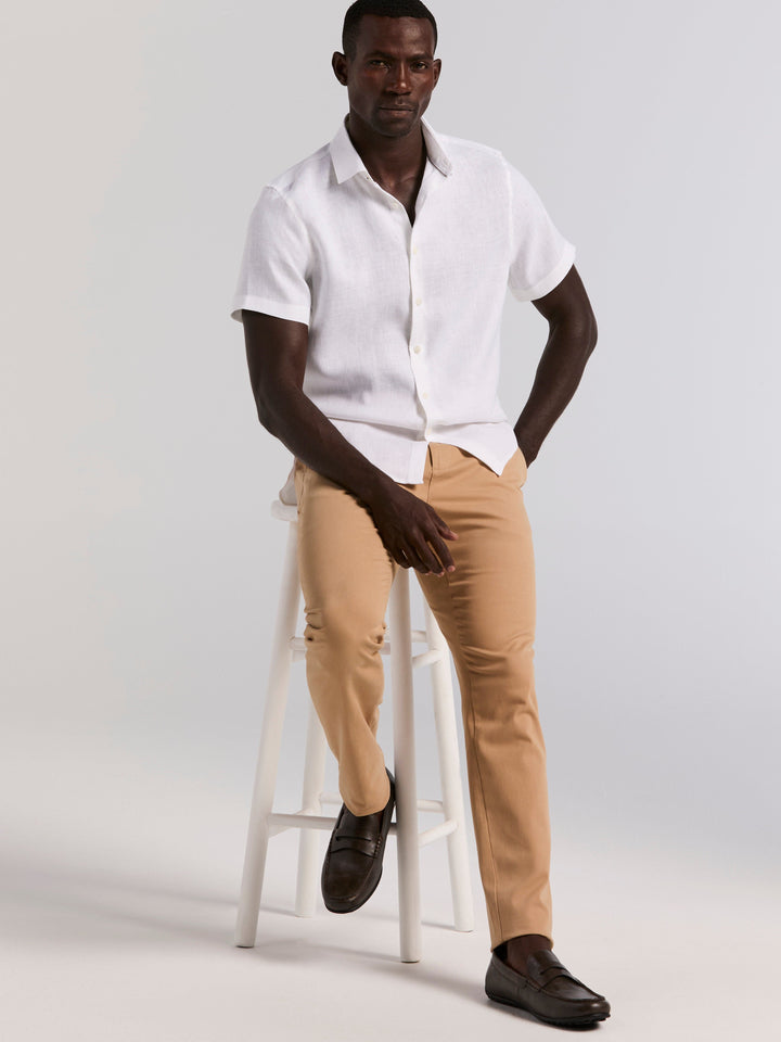 Solid Linen Shirt (Bright White) 