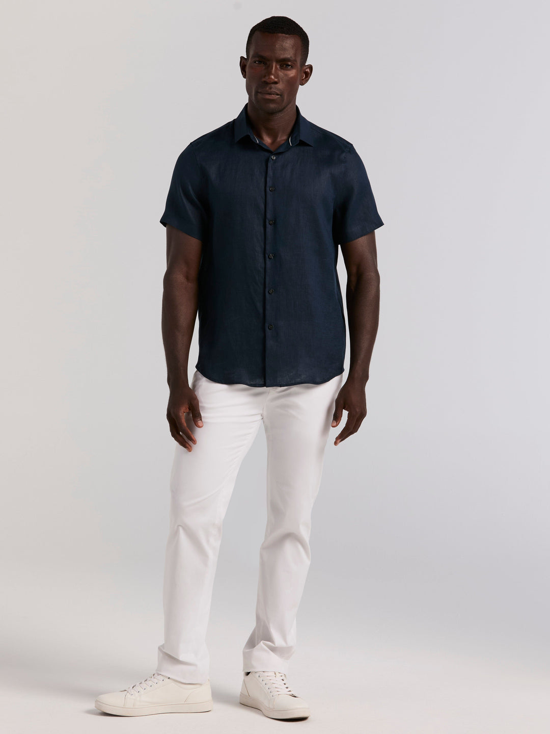 Solid Linen Shirt (Dark Sapphire) 