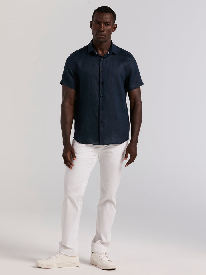 Solid Linen Shirt (Dark Sapphire) 