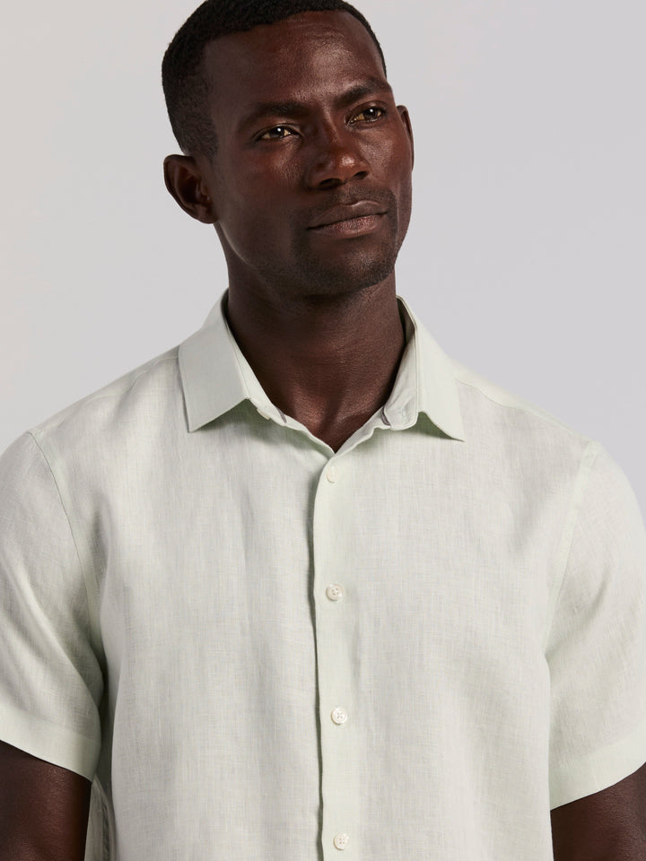 Solid Linen Shirt (Sprout Green) 