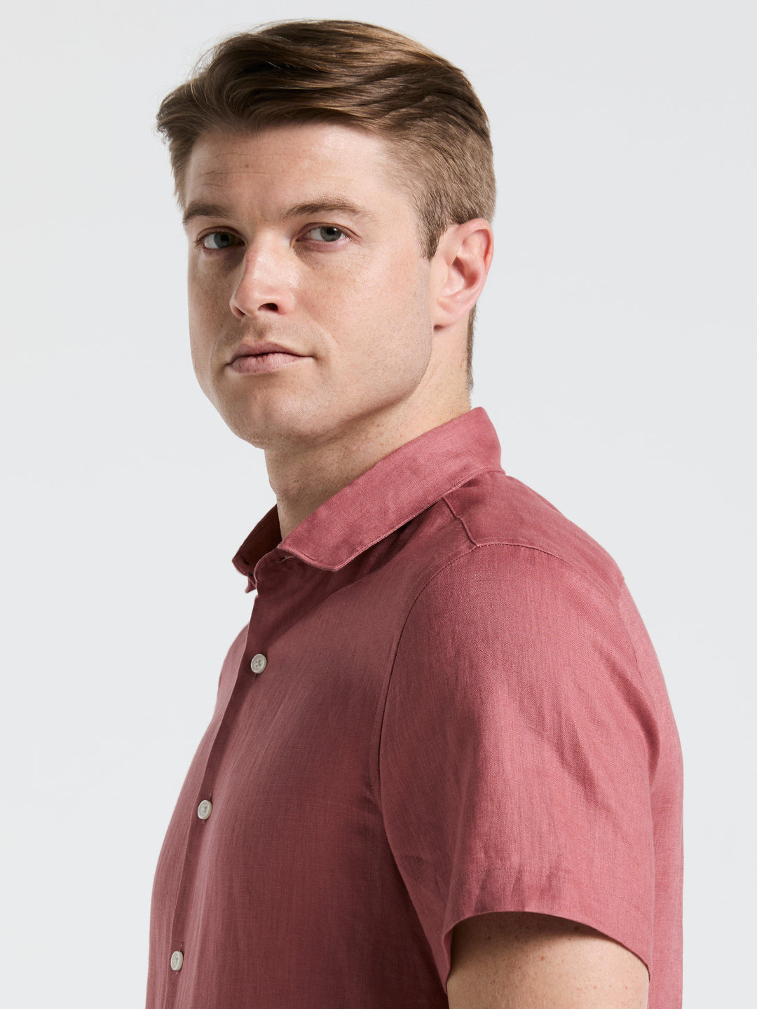 Solid Linen Shirt (Withered Rose) 
