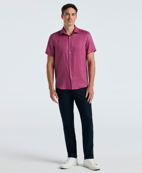 Solid Linen Shirt (Damson) 