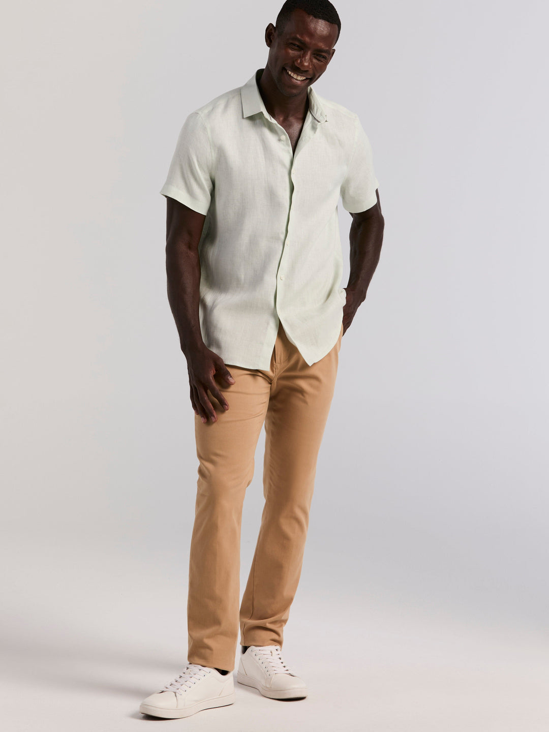 Solid Linen Shirt (Sprout Green) 