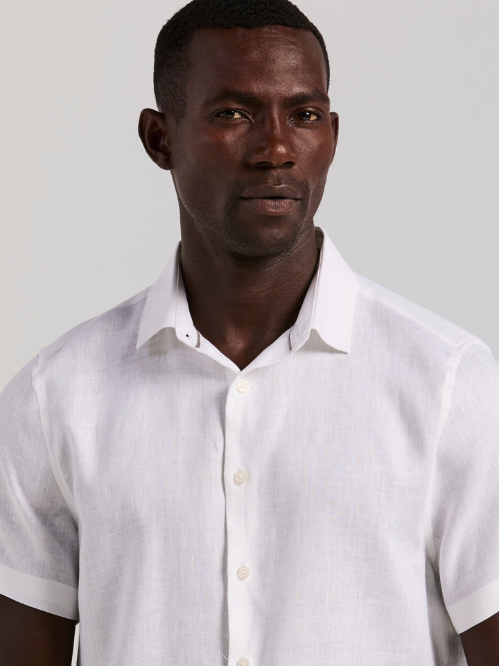 Solid Linen Shirt (Bright White) 