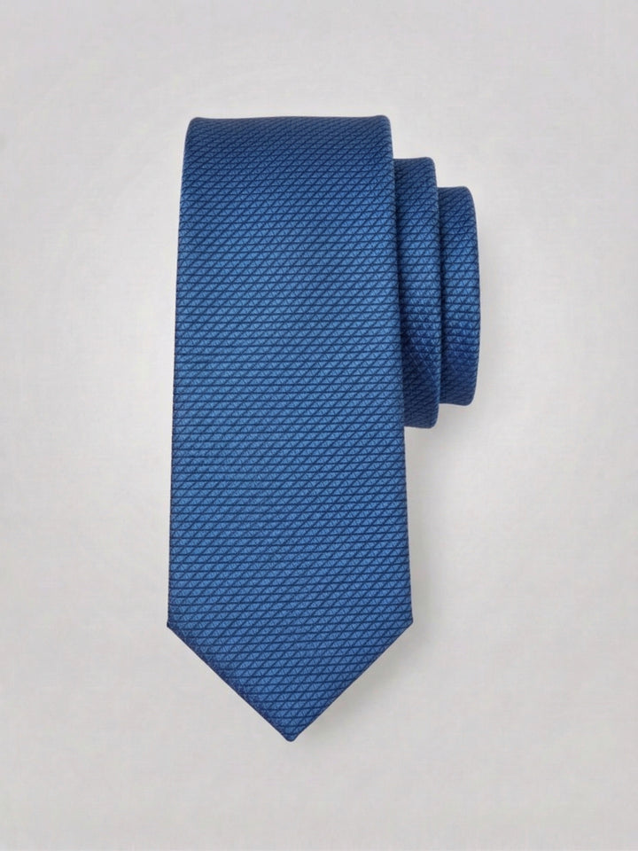 Solid Plain weave Micro Slim Tie (Blue) 
