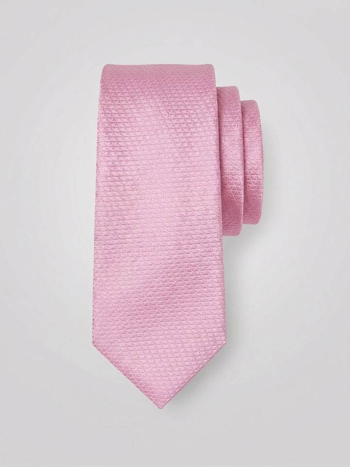 Solid Plain weave Micro Slim Tie (Pink) 