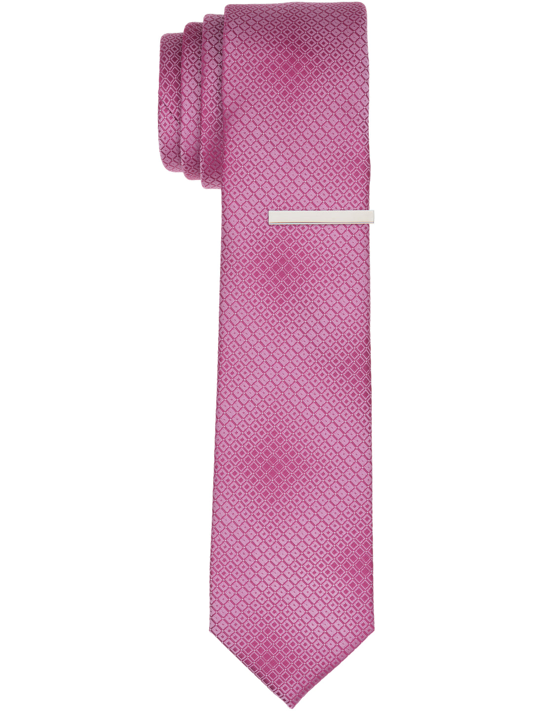 Solid Plain weave Slim Necktie (Magenta) 