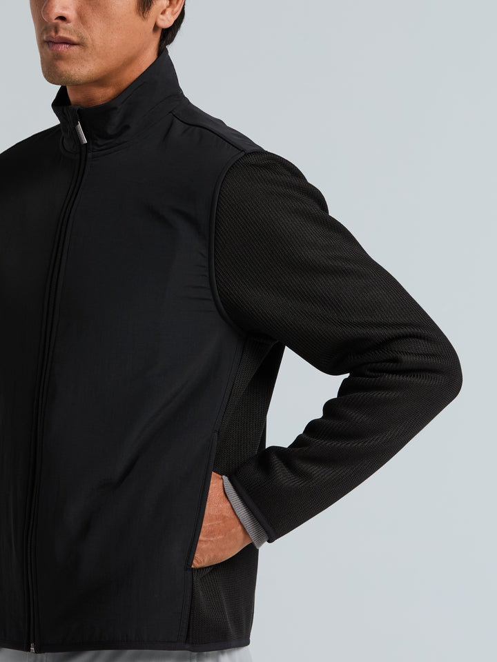 Solid Stretch Full-Zip Fleece Jacket