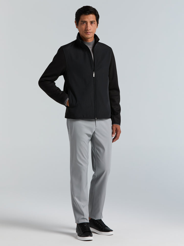 Solid Stretch Full-Zip Fleece Jacket