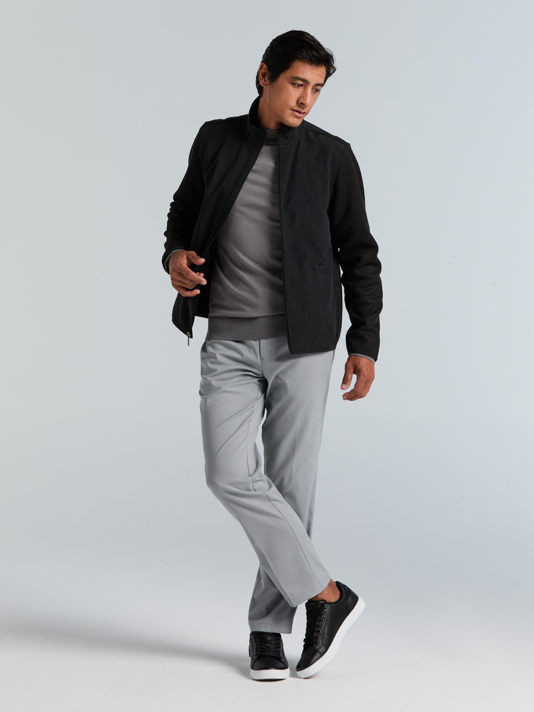 Solid Stretch Full-Zip Fleece Jacket