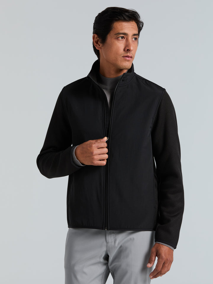 Solid Stretch Full-Zip Fleece Jacket