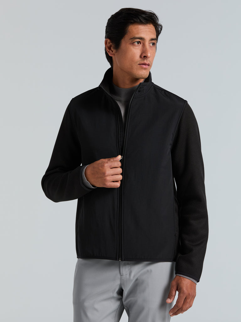 Perry Ellis Men's Solid Stretch Full-Zip Fleece Sweater