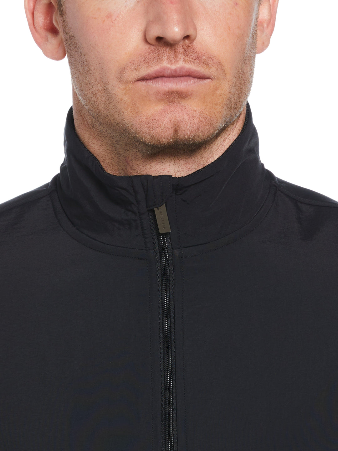 Solid Stretch Full-Zip Fleece Sweater (Black) 