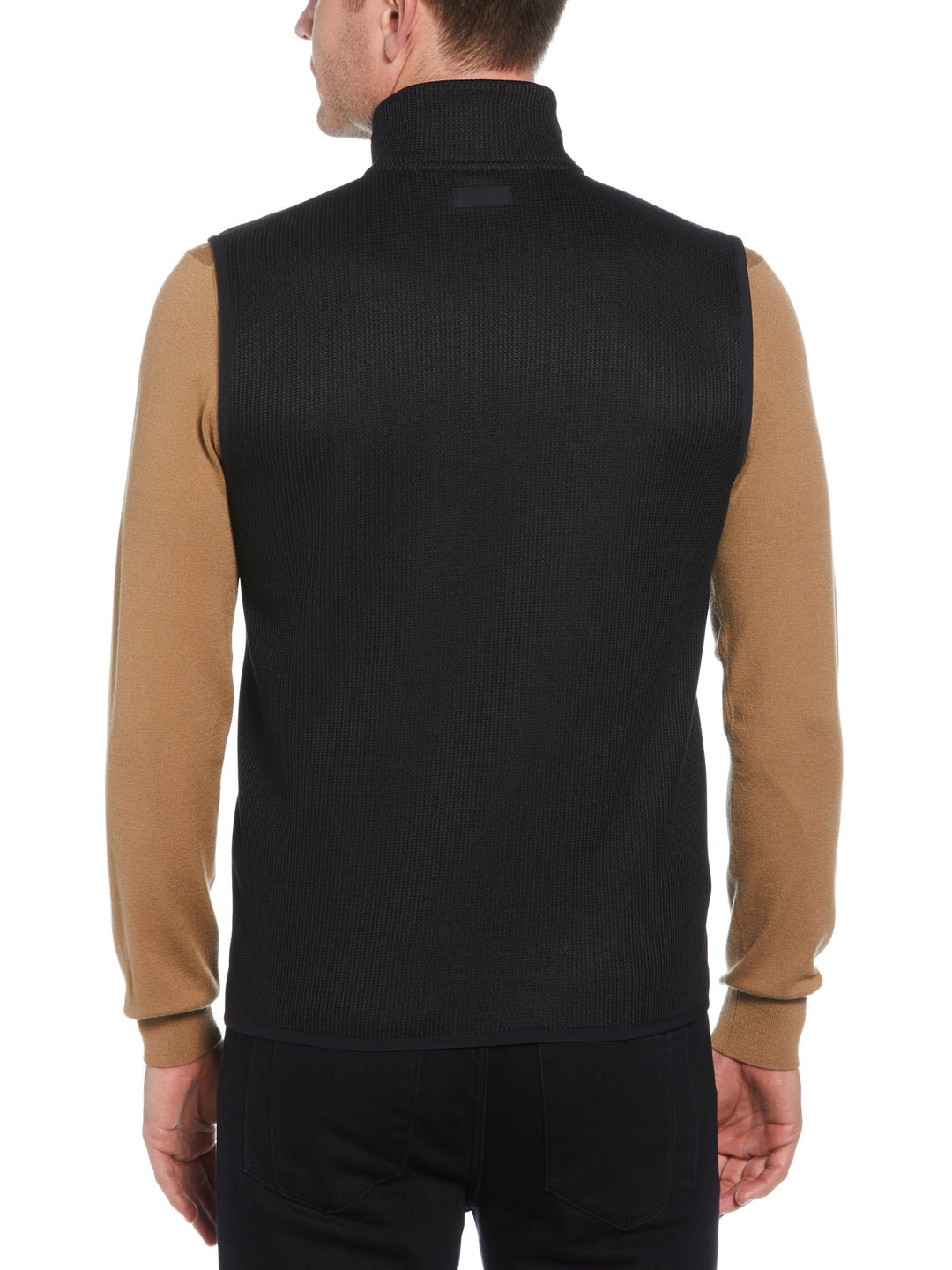 Solid Stretch Full-Zip Fleece Vest (Black) 