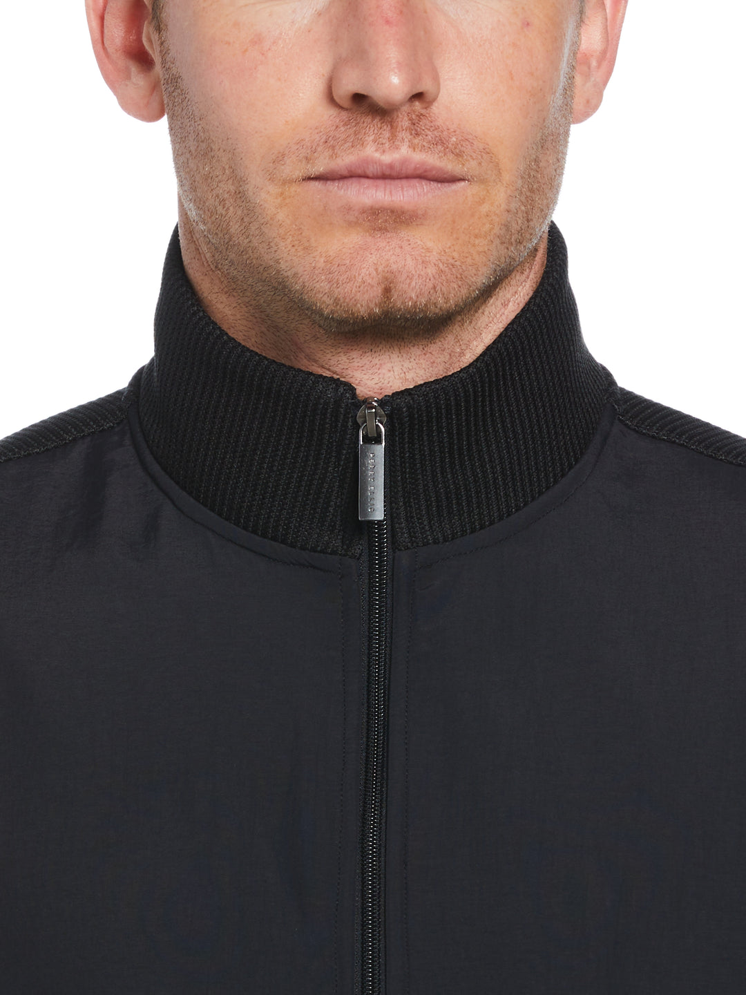 Solid Stretch Full-Zip Fleece Vest (Black) 