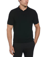 Solid Tech Knit Texture Polo  (Black) 