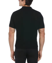 Solid Tech Knit Texture Polo  (Black) 
