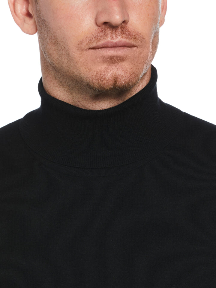 Solid Tech Turtleneck Sweater (Black) 