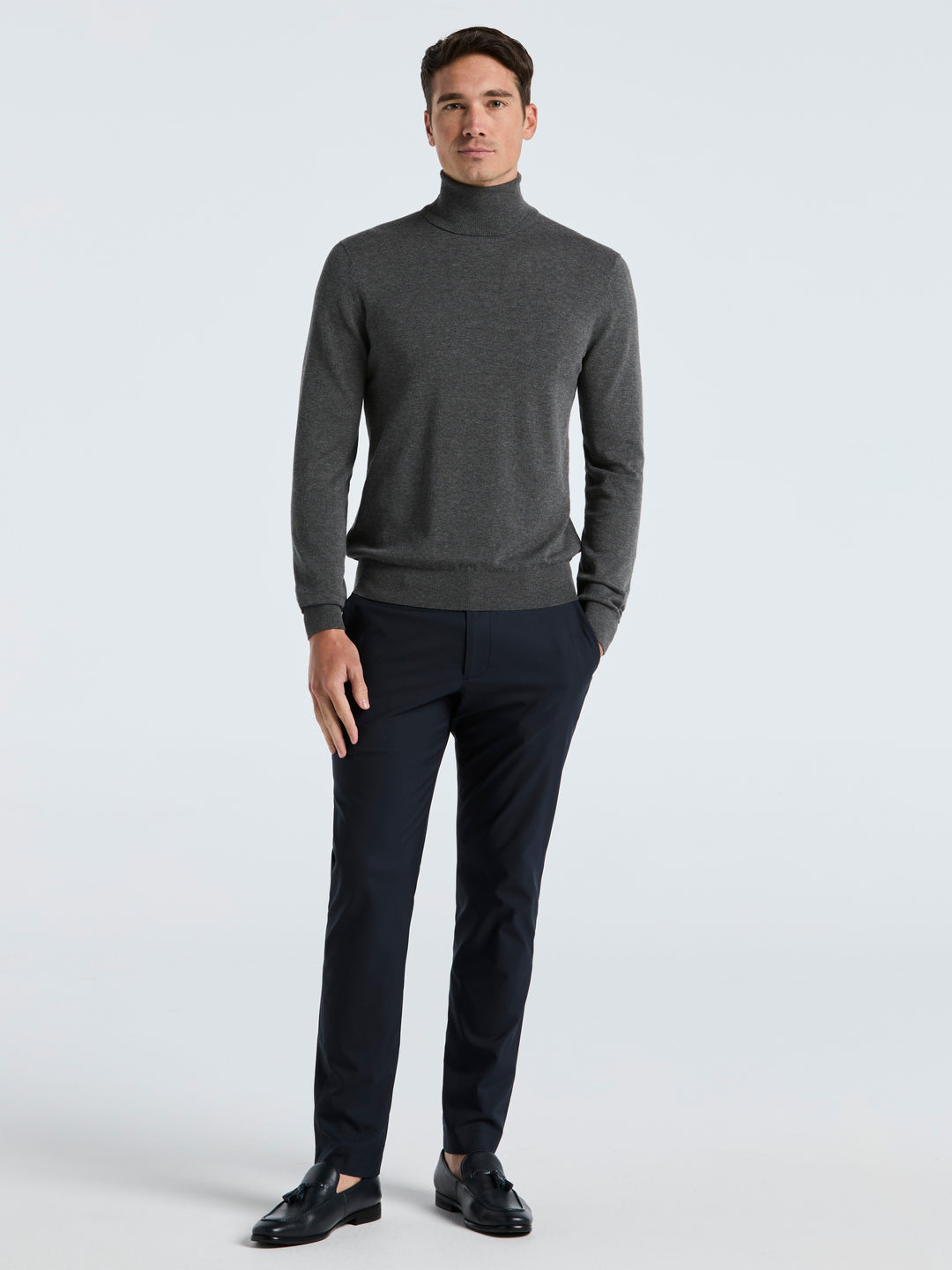 Solid Tech Turtleneck Sweater (Lava Smoke Htr) 