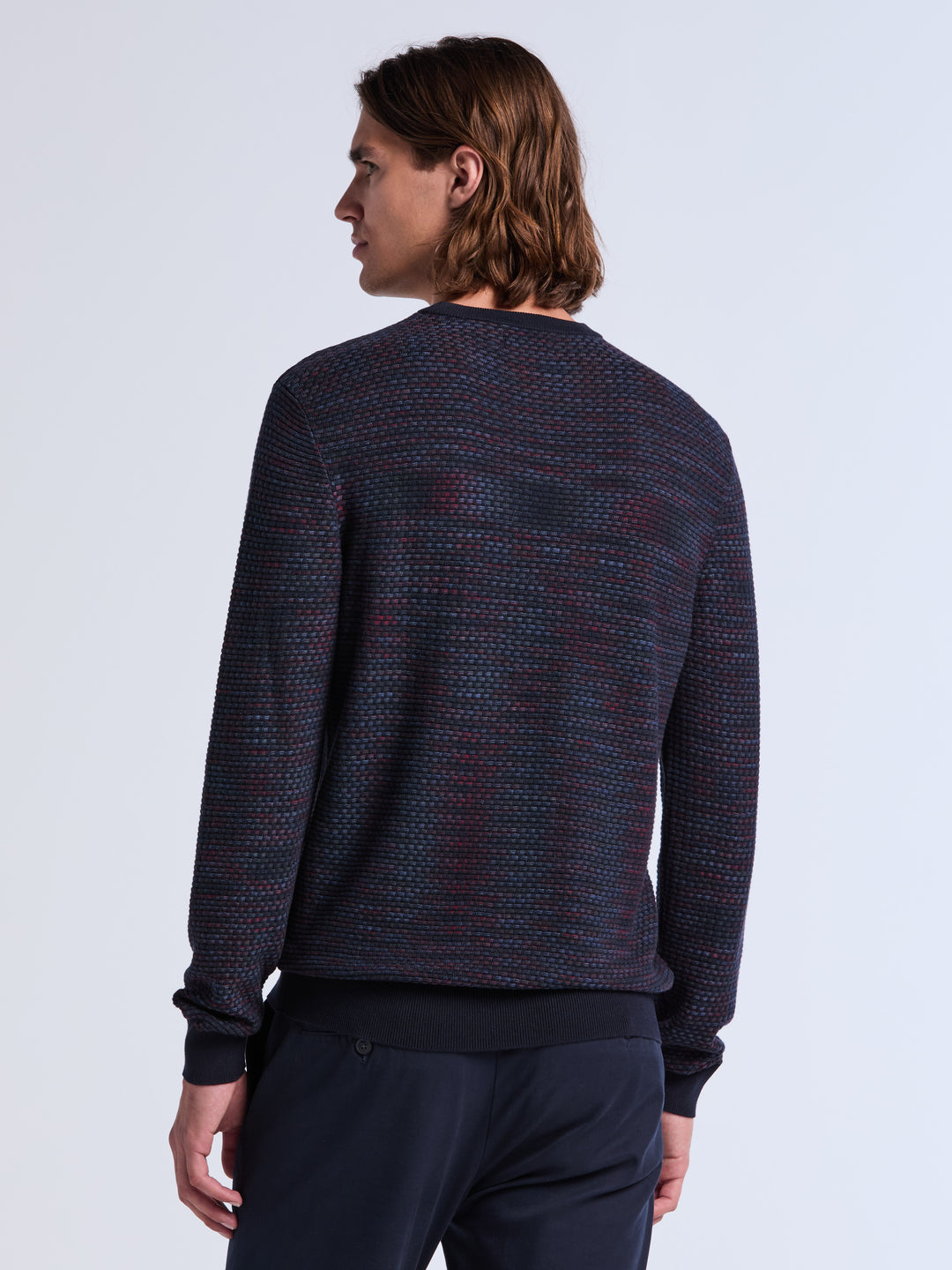 Space Dye Texture Crew Neck Sweater