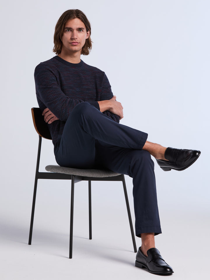 Space Dye Texture Crew Neck Sweater