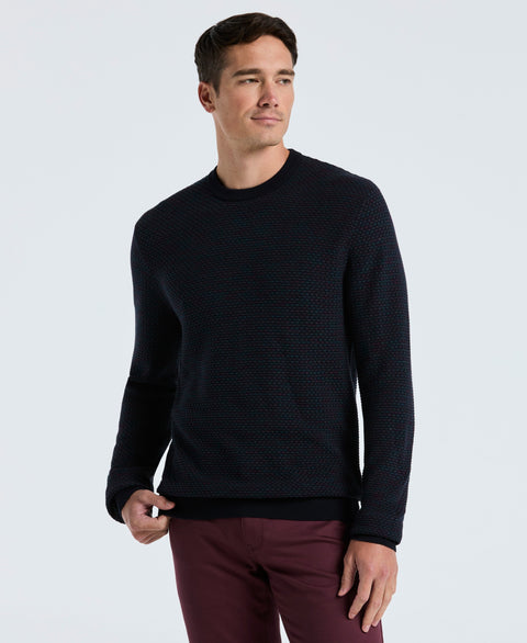 Space Dye Texture Crew Neck Sweater (Dark Sapphire) 