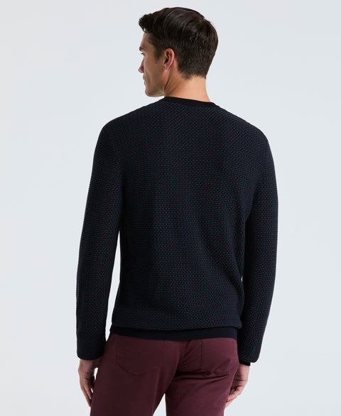 Space Dye Texture Crew Neck Sweater (Dark Sapphire) 