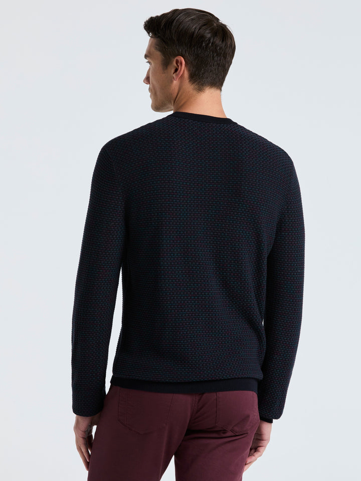 Space Dye Texture Crew Neck Sweater (Dark Sapphire) 