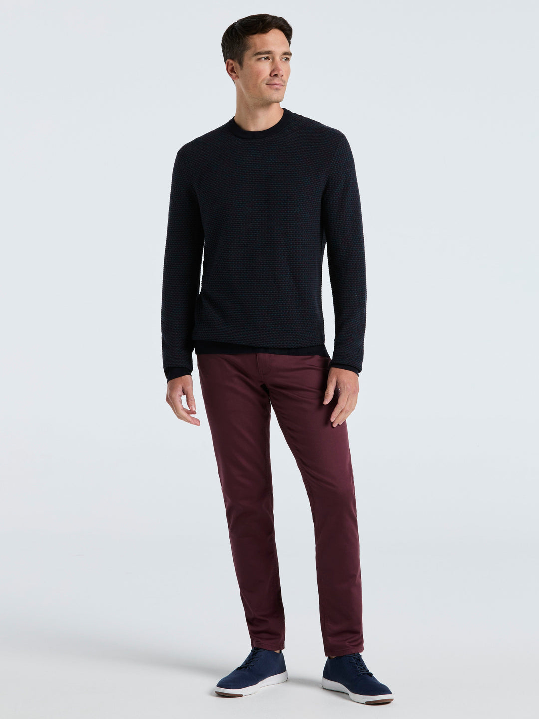 Space Dye Texture Crew Neck Sweater (Dark Sapphire) 