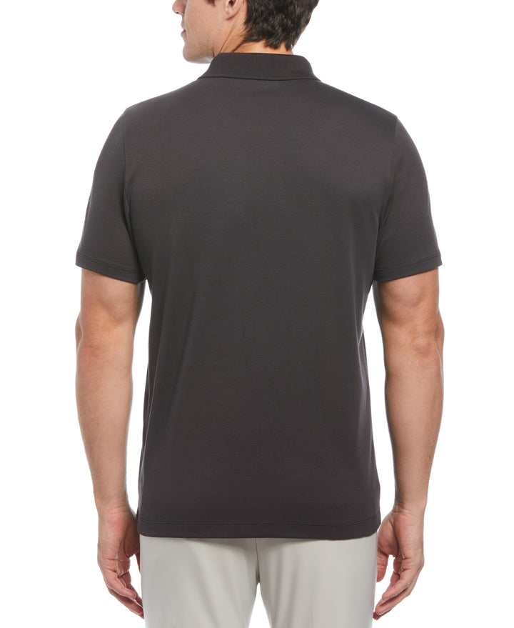 Split Color Zip Polo Shirt (Black) 