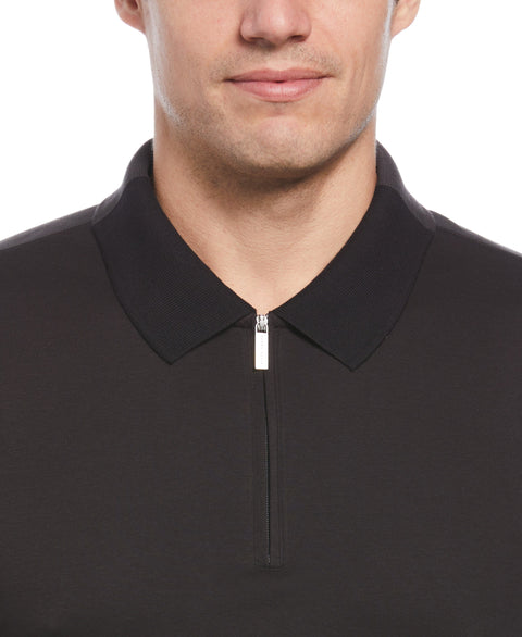 Split Color Zip Polo Shirt (Black) 