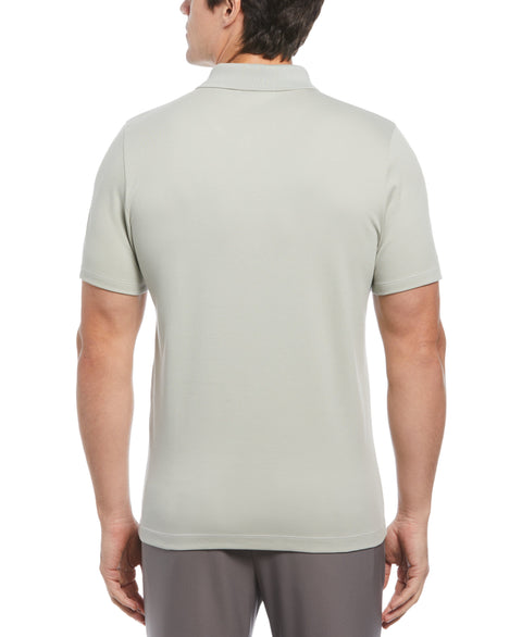 Split Color Zip Polo Shirt (Bright White) 