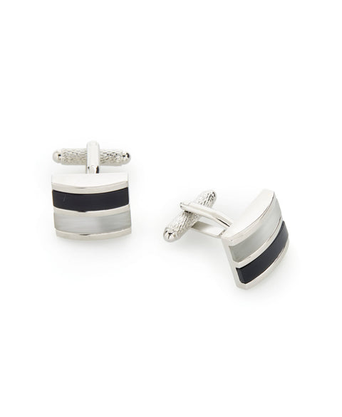 Square Black & Grey Cuff Links (Blk) 