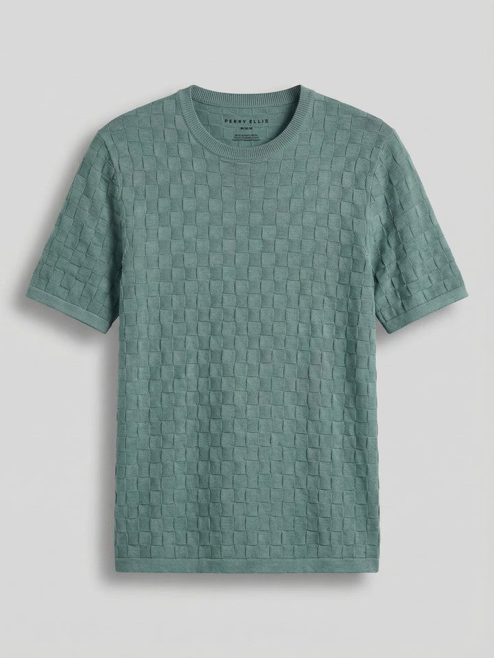 Square Pattern Crew Neck Sweater (Arctic) 