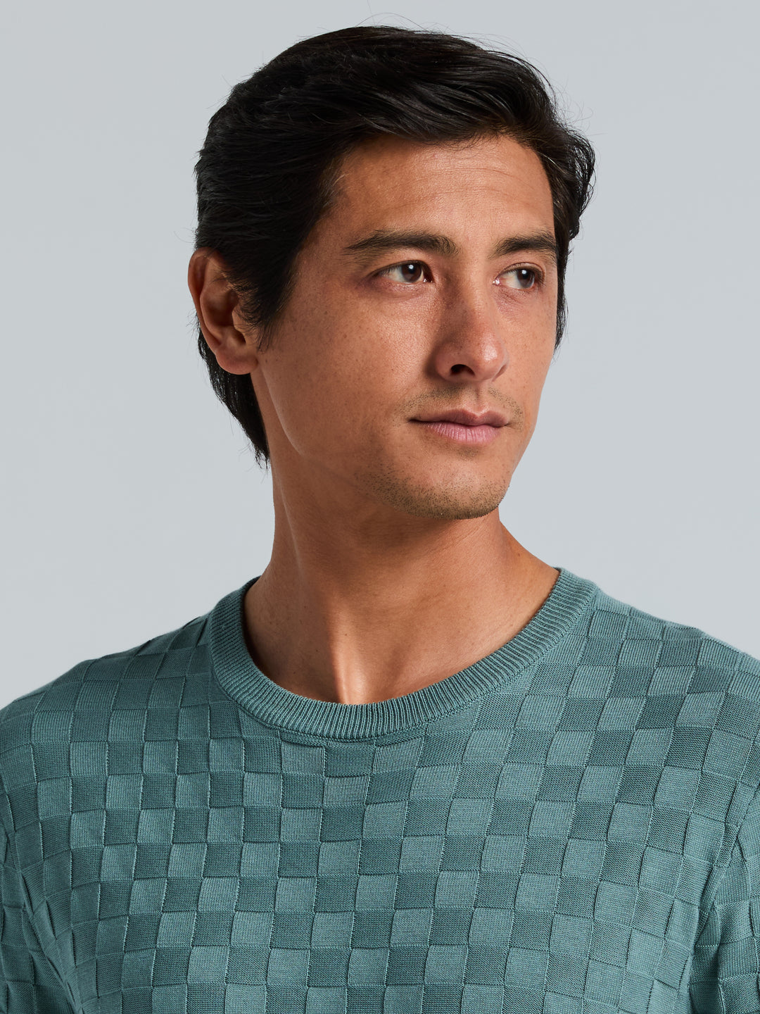 Square Pattern Crew Neck Sweater (Arctic) 
