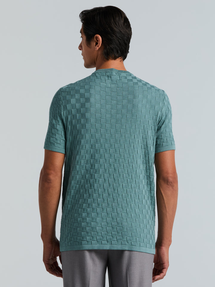 Square Pattern Crew Neck Sweater (Arctic) 