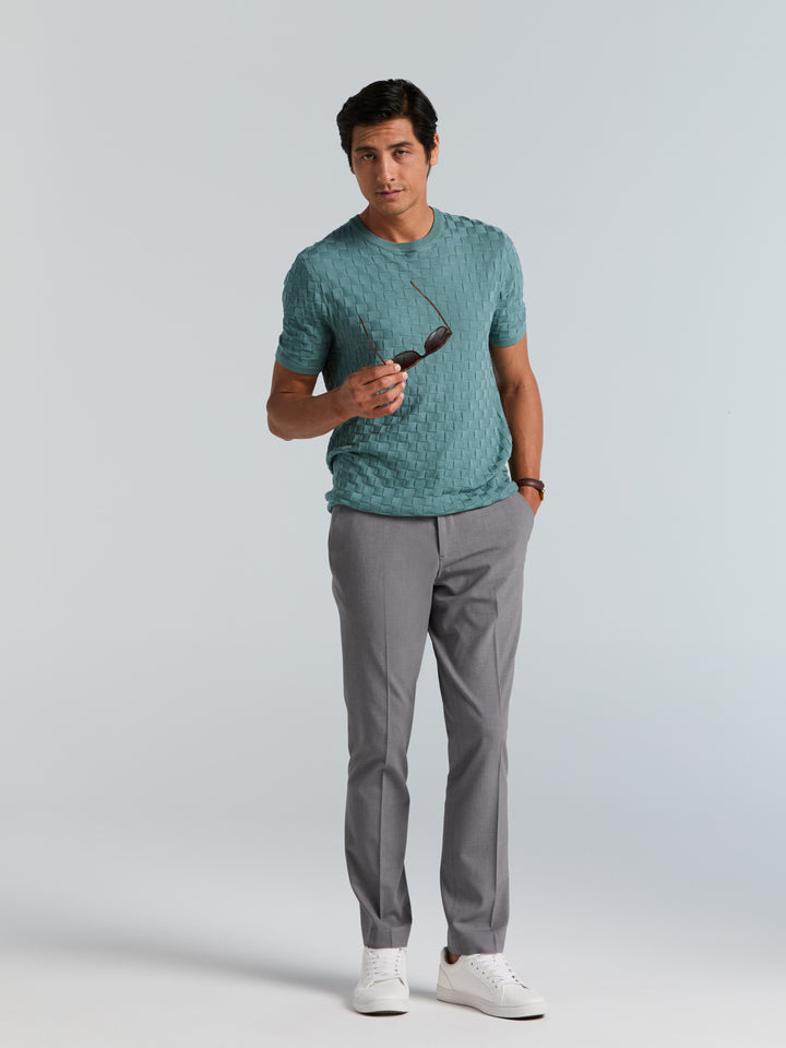 Square Pattern Crew Neck Sweater (Arctic) 