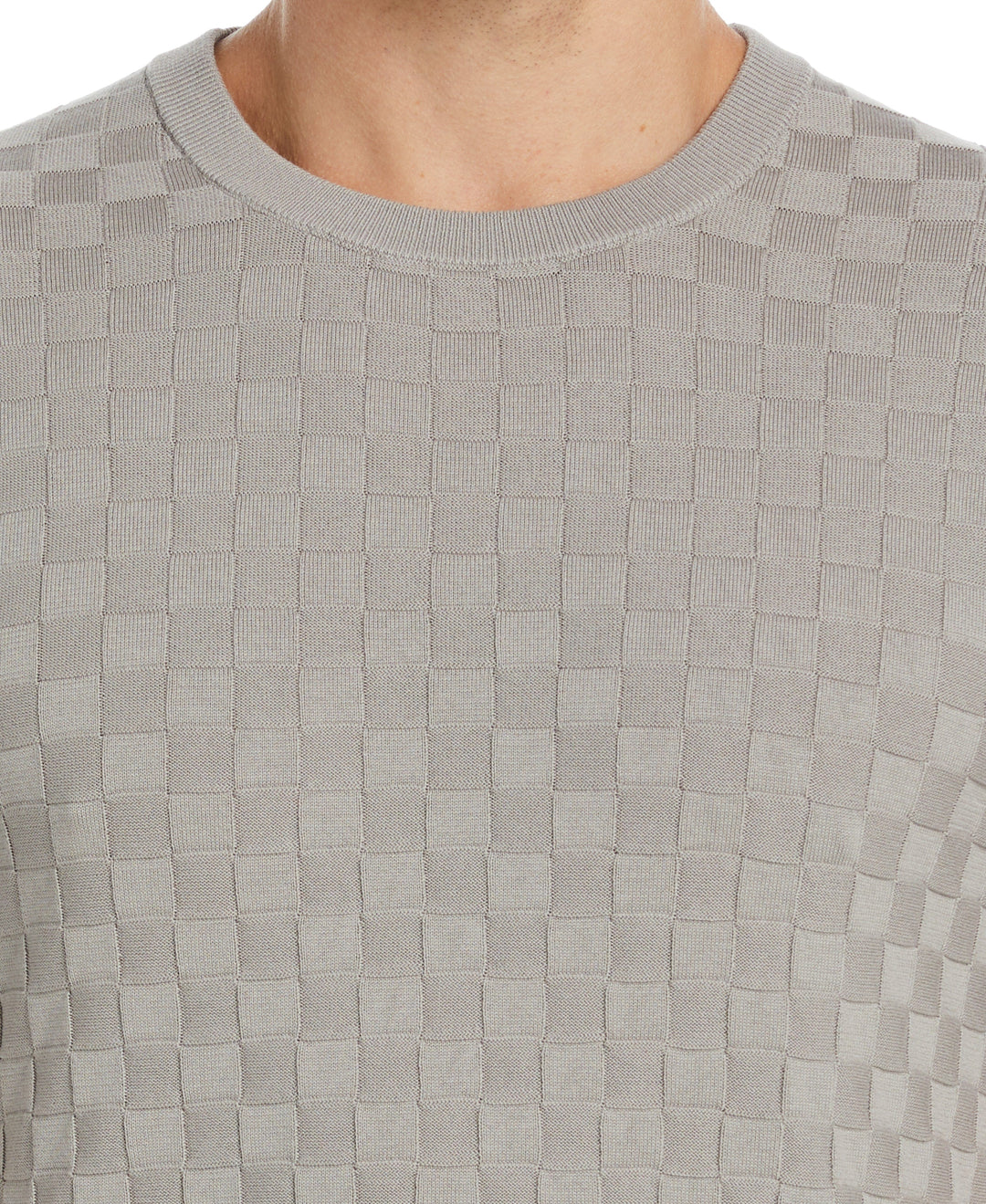 Square Pattern Crew Neck Sweater (Drizzle) 