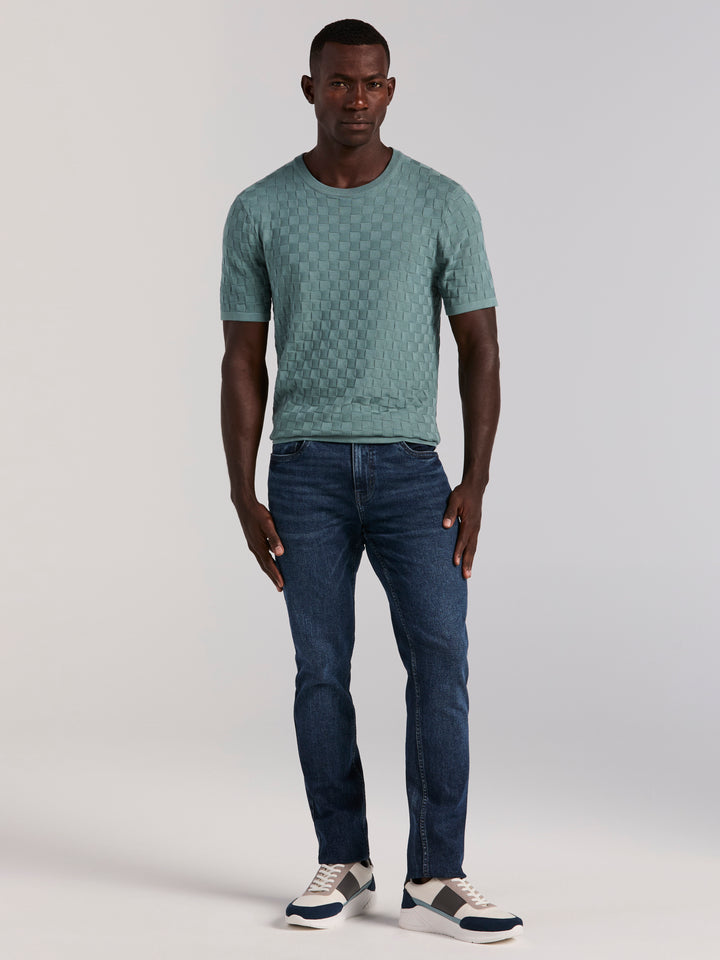 Square Pattern Crew Neck Sweater (Arctic) 