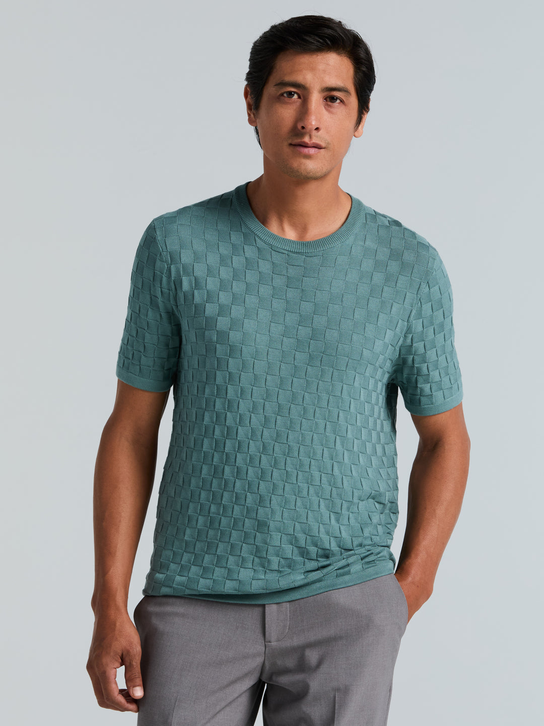 Square Pattern Crew Neck Sweater (Arctic) 