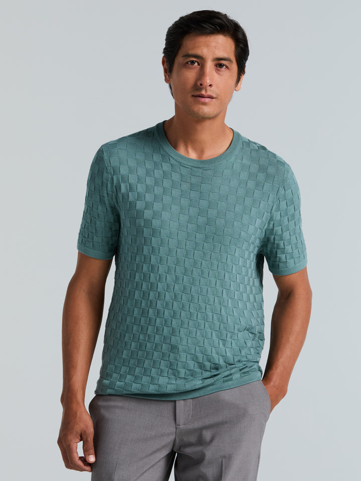 Square Pattern Crew Neck Sweater (Arctic) 