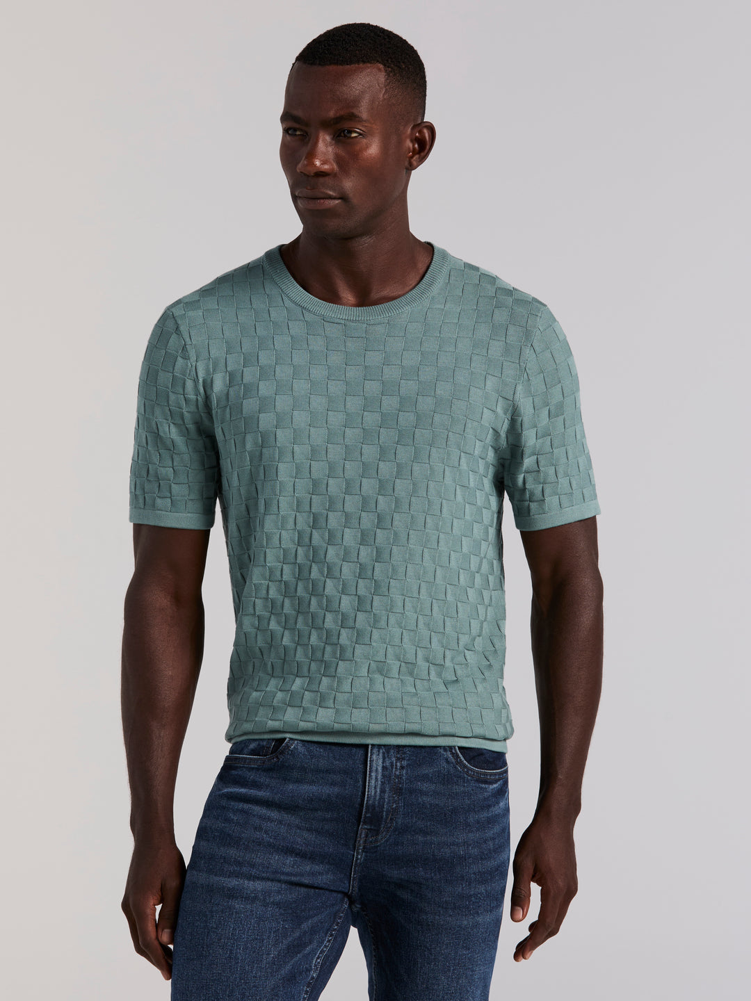 Square Pattern Crew Neck Sweater (Arctic) 