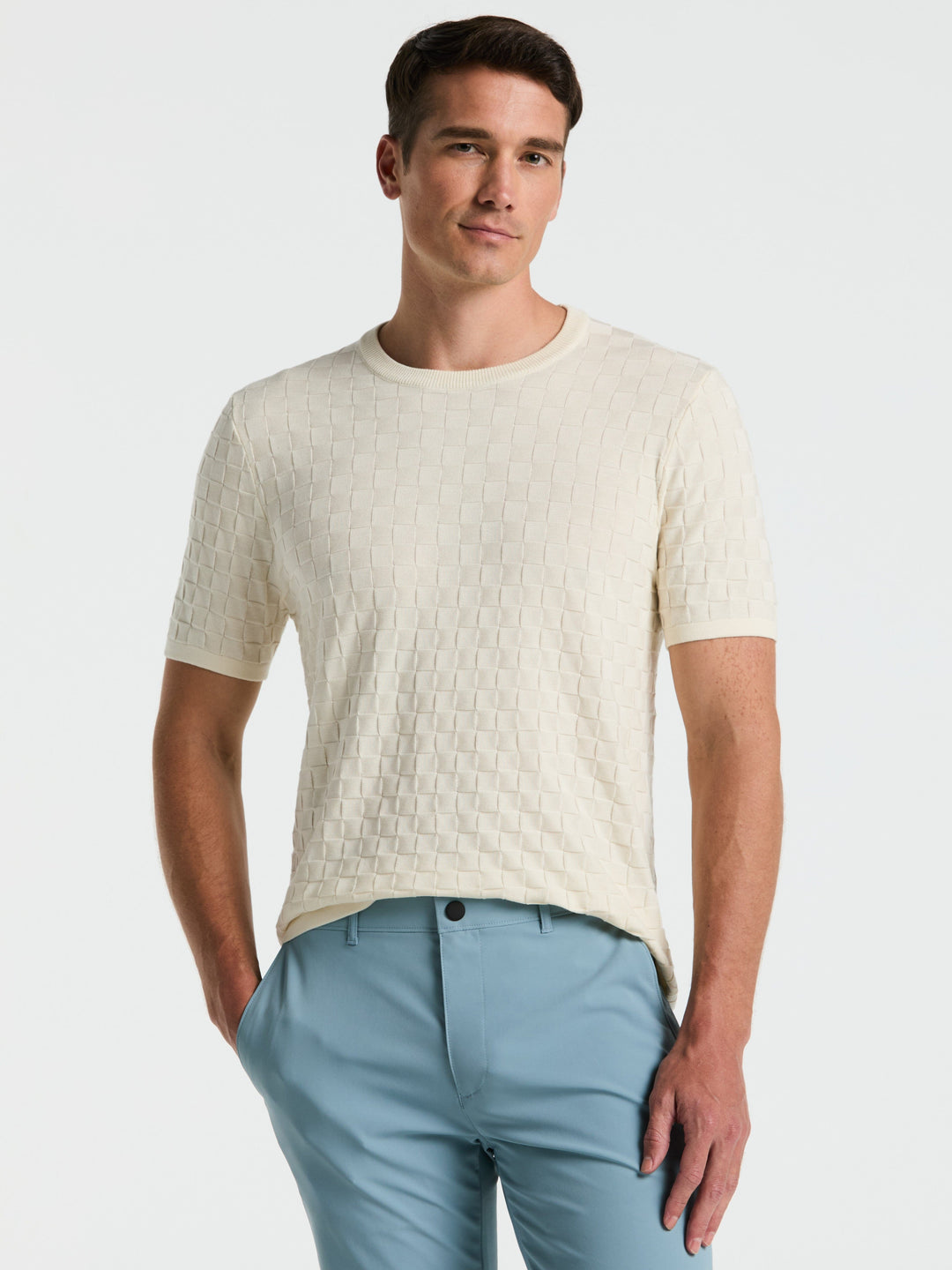 Square Pattern Crew Neck Sweater (Birch) 