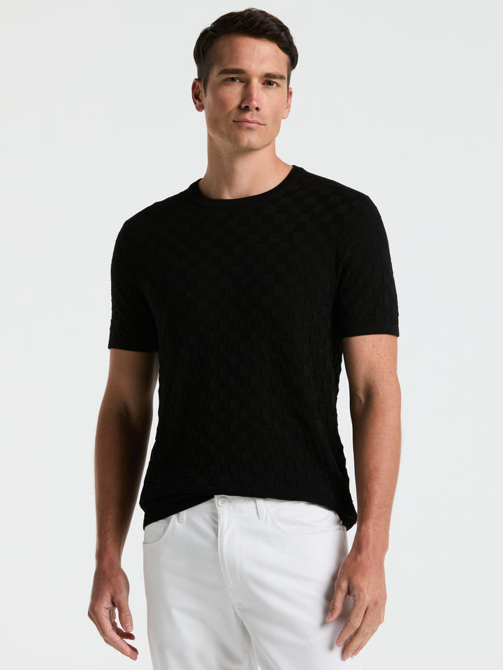 Square Pattern Crew Neck Sweater (Black) 